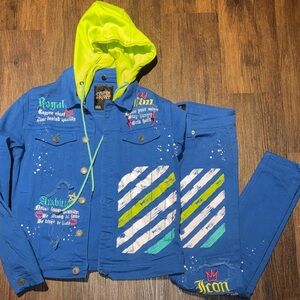 Men’s Blue and Yellow Jacket by River Island